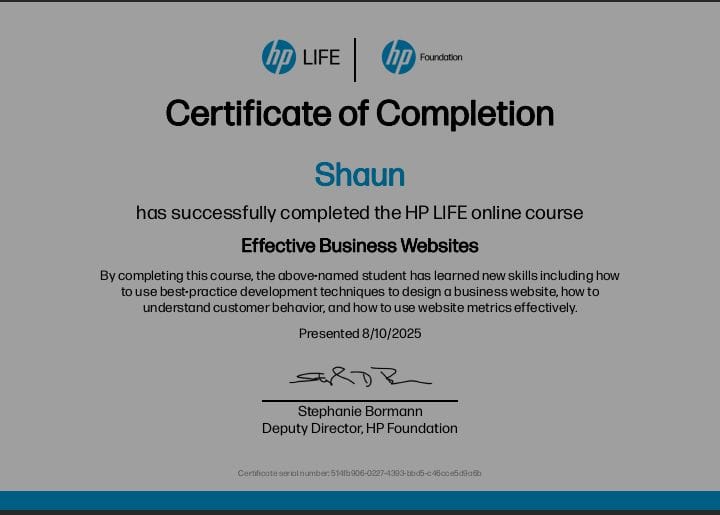 Effective Business Website Certificate
